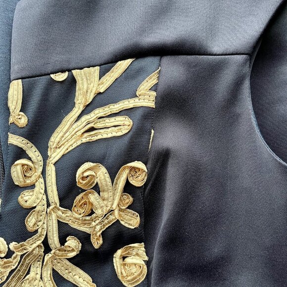 Connected Apparel Navy Blue Sheath Dress with Gold Embroidered Design – Sz 8 #49 - Picture 4 of 6